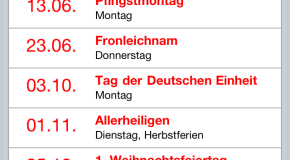 Feiertage und Schulferien gratis – Wann habe ich wieder frei?!